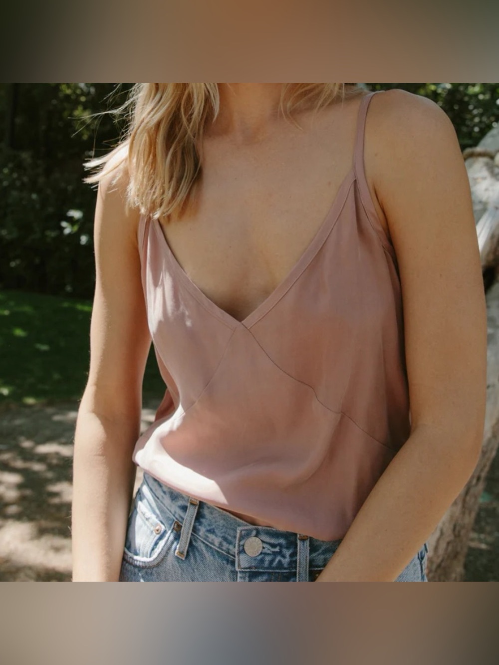 Jenni Kayne Mauve Silk V-Neck Camisole